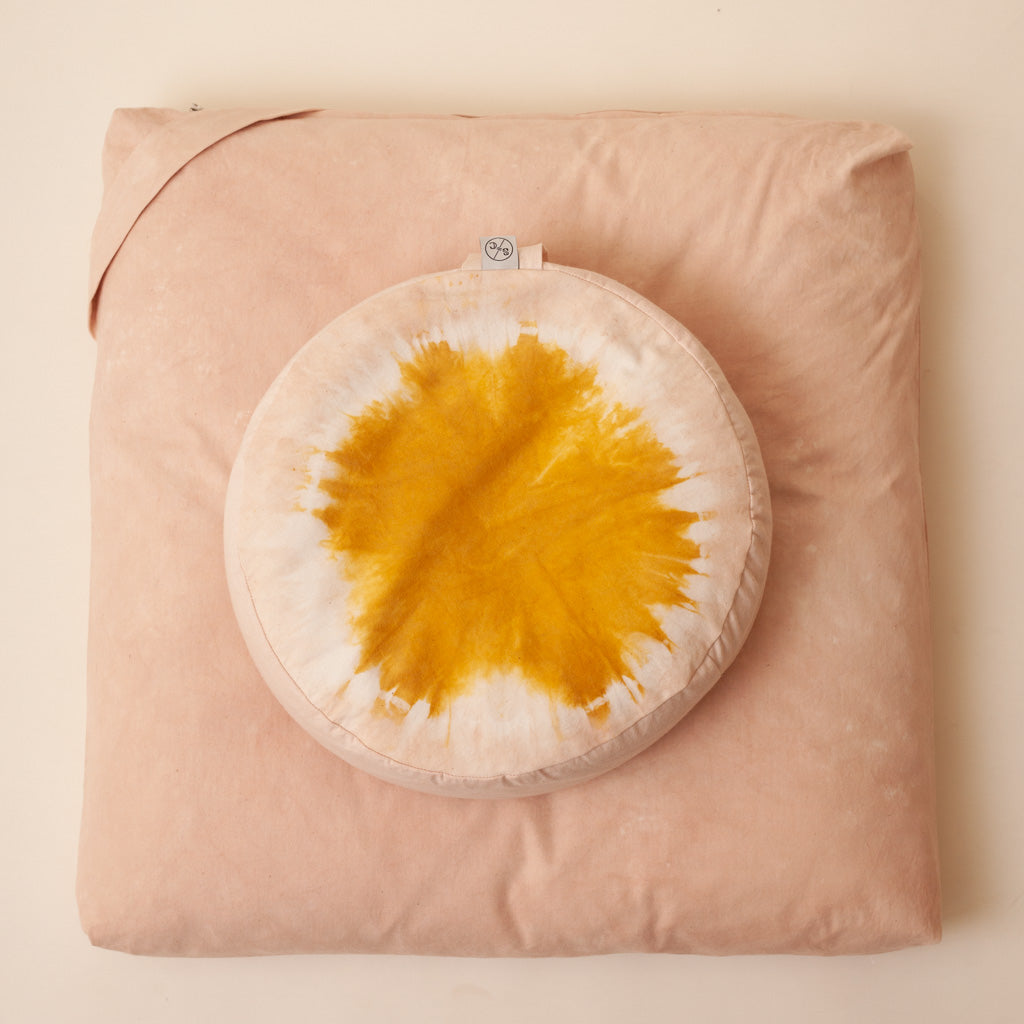 Meditation Cushion Set in Raw Silk Pale Pink 